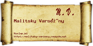 Malitsky Varsány névjegykártya